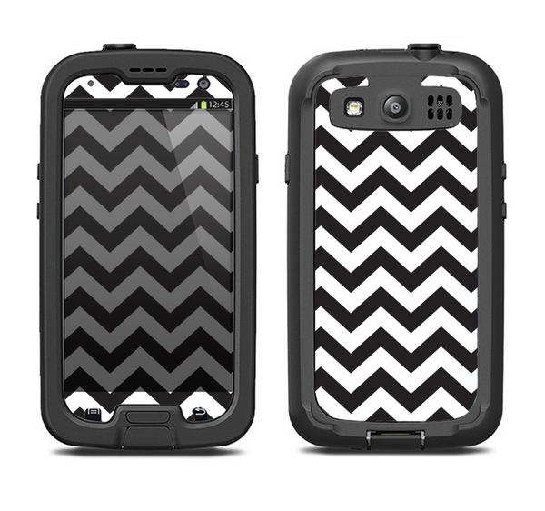 The Black and White Zigzag Chevron Pattern Samsung Galaxy S3 LifeProof Fre Case Skin Set