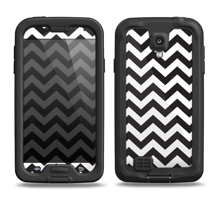 The Black and White Zigzag Chevron Pattern Samsung Galaxy S4 LifeProof Fre Case Skin Set