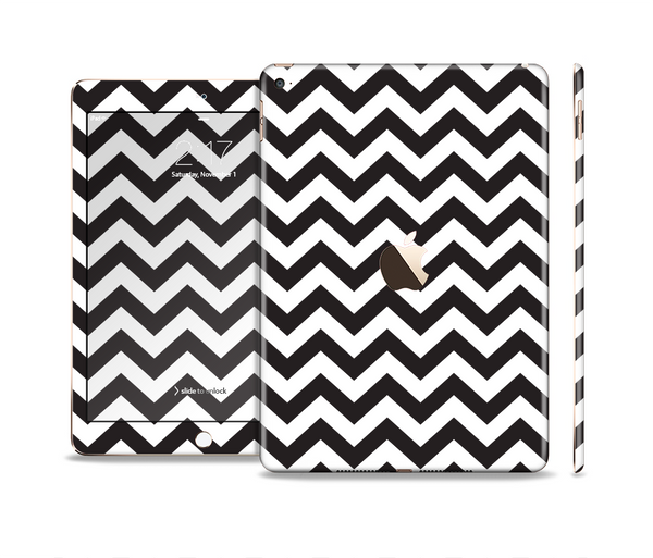 The Black and White Zigzag Chevron Pattern Skin Set for the Apple iPad Air 2