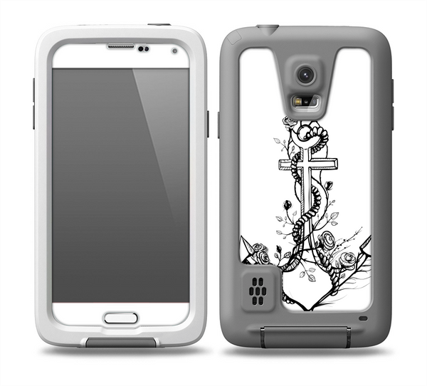 The Black and white Anchor with Roses Skin Samsung Galaxy S5 frē LifeProof Case