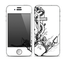 The Black and white Anchor with Roses Skin for the Apple iPhone 4-4s