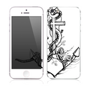 The Black and white Anchor with Roses Skin for the Apple iPhone 5s