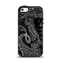 The Black with Thin White Paisley Pattern Apple iPhone 5-5s Otterbox Symmetry Case Skin Set