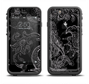 The Black with Thin White Paisley Pattern Apple iPhone 6 LifeProof Fre Case Skin Set