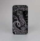 The Black with Thin White Paisley Pattern Skin-Sert for the Apple iPhone 4-4s Skin-Sert Case