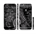 The Black with Thin White Paisley Pattern Sectioned Skin Series for the Apple iPhone 6s Plus