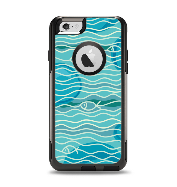 The Blue Abstarct Cells with Fish Water Illustration Apple iPhone 6 Otterbox Commuter Case Skin Set