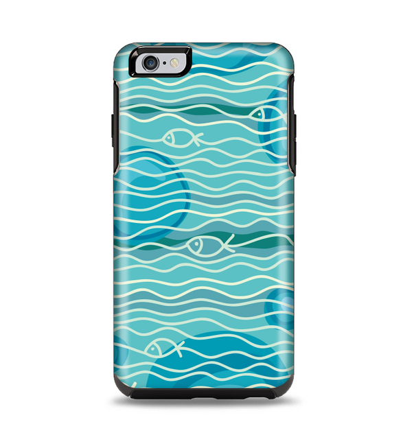 The Blue Abstarct Cells with Fish Water Illustration Apple iPhone 6 Plus Otterbox Symmetry Case Skin Set