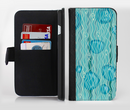 The Blue Abstarct Cells with Fish Water Illustration Ink-Fuzed Leather Folding Wallet Credit-Card Case for the Apple iPhone 6/6s, 6/6s Plus, 5/5s and 5c