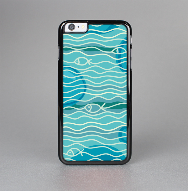 The Blue Abstarct Cells with Fish Water Illustration Skin-Sert Case for the Apple iPhone 6 Plus