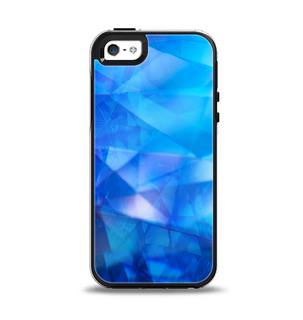 The Blue Abstract Crystal Pattern Apple iPhone 5-5s Otterbox Symmetry Case Skin Set