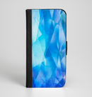 The Blue Abstract Crystal Pattern Ink-Fuzed Leather Folding Wallet Case for the iPhone 6/6s, 6/6s Plus, 5/5s and 5c
