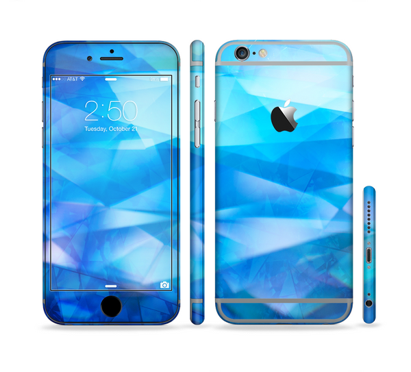The Blue Abstract Crystal Pattern Sectioned Skin Series for the Apple iPhone 6 Plus