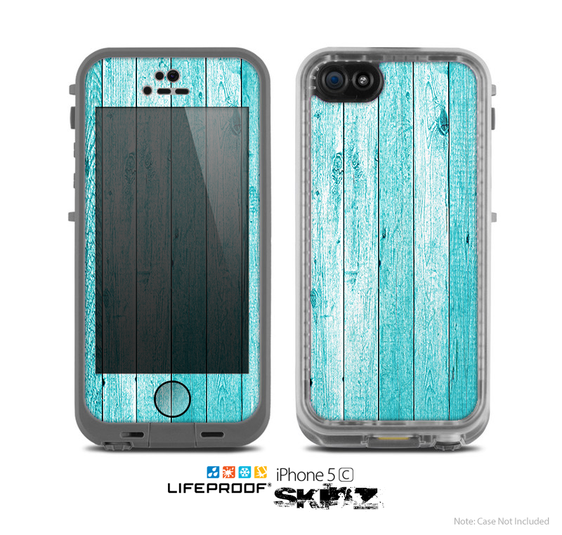 The Blue Abstract Wood Planks Skin for the Apple iPhone 5c LifeProof Case