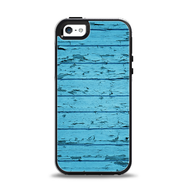 The Blue Aged Wood Panel Apple iPhone 5-5s Otterbox Symmetry Case Skin Set