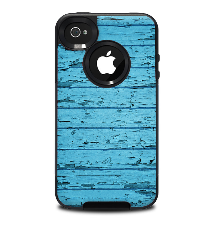 The Blue Aged Wood Panel Skin for the iPhone 4-4s OtterBox Commuter Case
