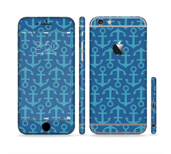The Blue Anchor Collage V2 Sectioned Skin Series for the Apple iPhone 6