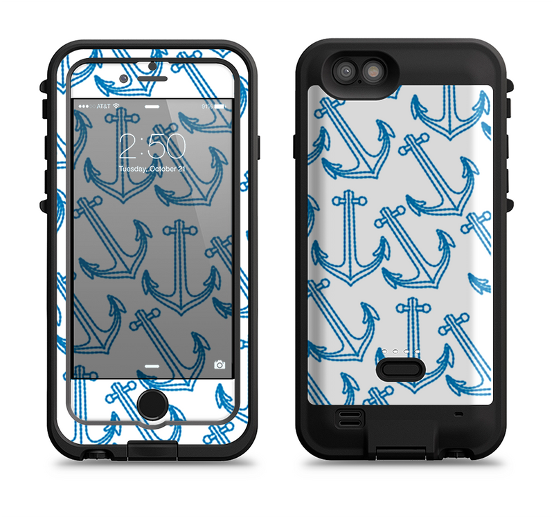 The Blue Anchor Stitched Pattern Apple iPhone 6/6s LifeProof Fre POWER Case Skin Set