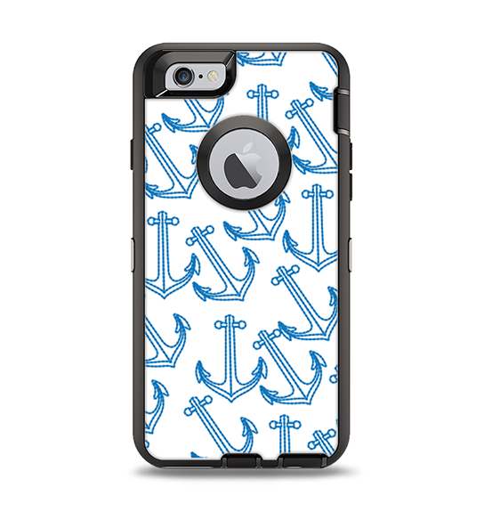 The Blue Anchor Stitched Pattern Apple iPhone 6 Otterbox Defender Case Skin Set
