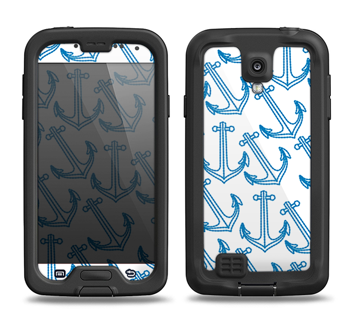 The Blue Anchor Stitched Pattern Samsung Galaxy S4 LifeProof Fre Case Skin Set
