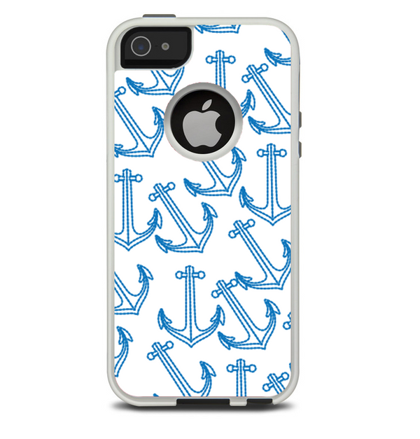 The Blue Anchor Stitched Pattern Skin For The iPhone 5-5s Otterbox Commuter Case
