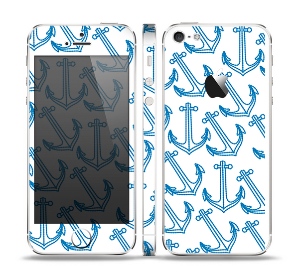 The Blue Anchor Stitched Pattern Skin Set for the Apple iPhone 5