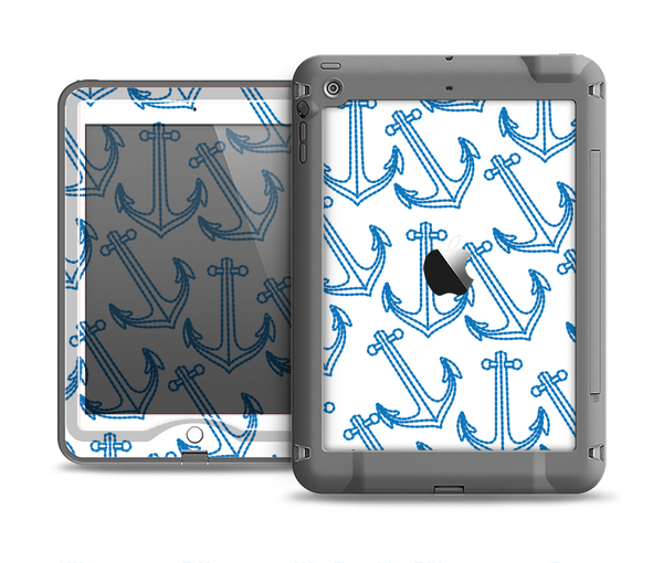 The Blue Anchor Stitched Pattern Apple iPad Mini LifeProof Nuud Case Skin Set