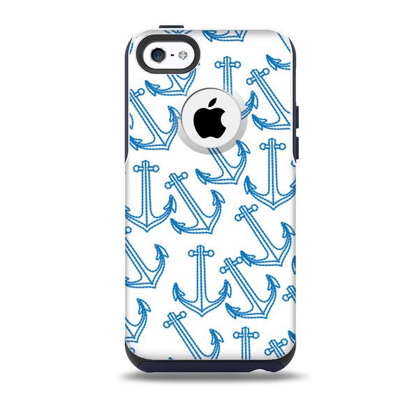 The Blue Anchor Stitched Pattern Skin for the iPhone 5c OtterBox Commuter Case