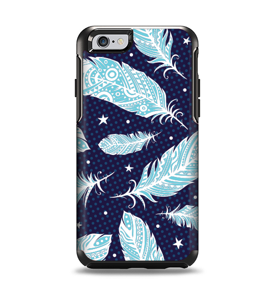 The Blue Aztec Feathers and Stars Apple iPhone 6 Otterbox Symmetry Case Skin Set
