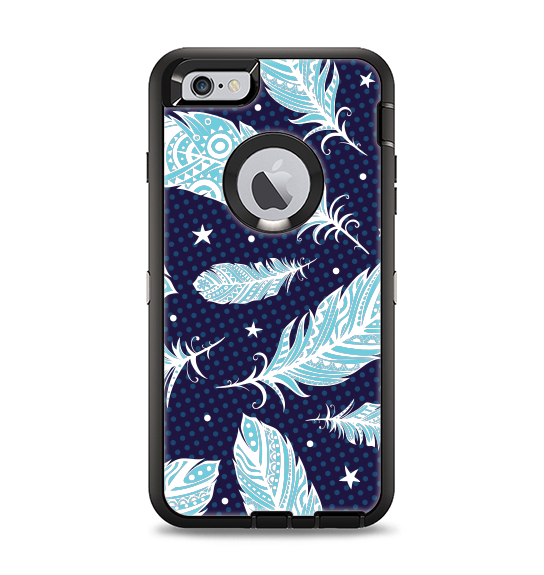 The Blue Aztec Feathers and Stars Apple iPhone 6 Plus Otterbox Defender Case Skin Set