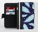 The Blue Aztec Feathers and Stars Ink-Fuzed Leather Folding Wallet Credit-Card Case for the Apple iPhone 6/6s, 6/6s Plus, 5/5s and 5c