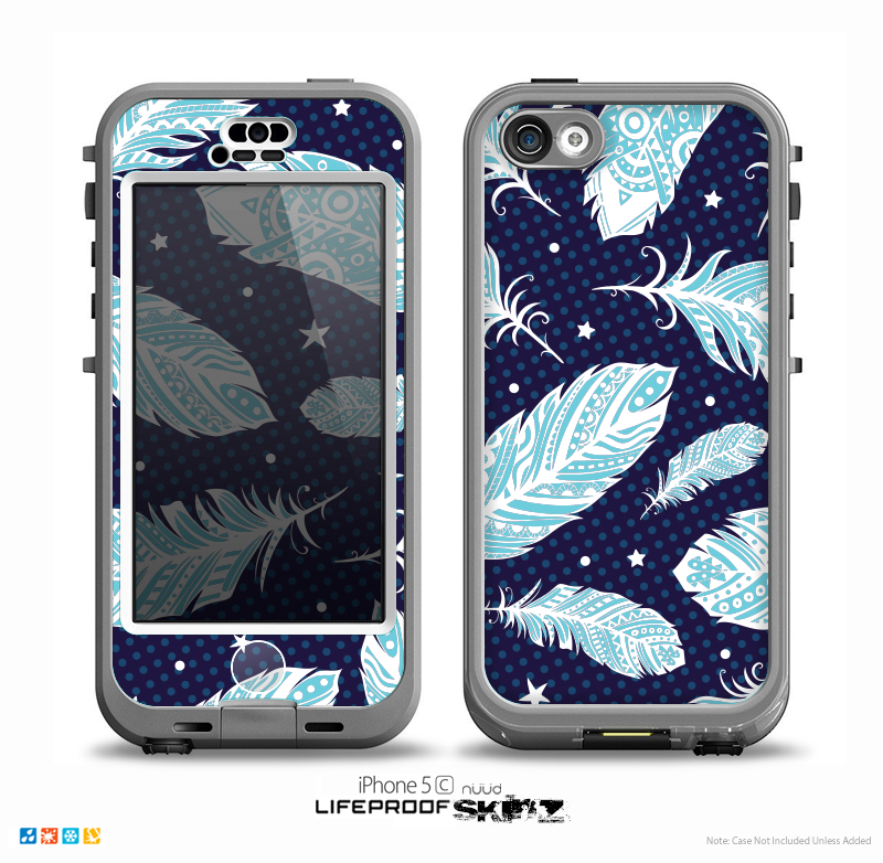 The Blue Aztec Feathers and Stars Skin for the iPhone 5c nüüd LifeProof Case