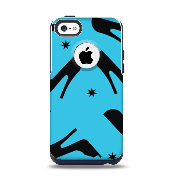 The Blue & Black High-Heel Pattern V12 Apple iPhone 5c Otterbox Commuter Case Skin Set