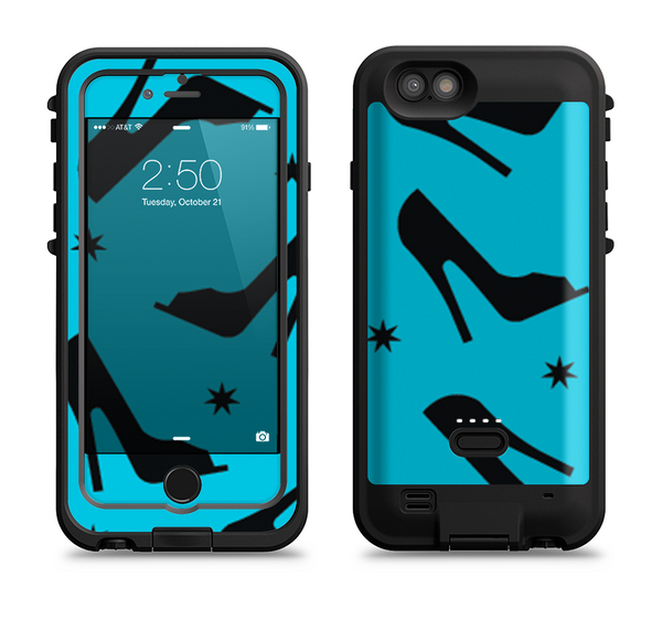The Blue & Black High-Heel Pattern V12 Apple iPhone 6/6s LifeProof Fre POWER Case Skin Set