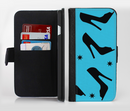 The Blue & Black High-Heel Pattern V12 Ink-Fuzed Leather Folding Wallet Credit-Card Case for the Apple iPhone 6/6s, 6/6s Plus, 5/5s and 5c