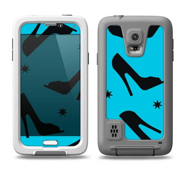 The Blue & Black High-Heel Pattern V12 Samsung Galaxy S5 LifeProof Fre Case Skin Set
