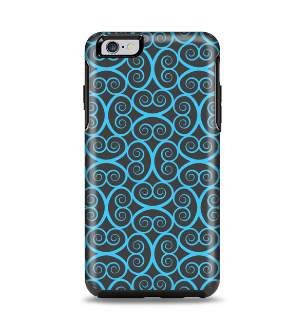 The Blue & Black Spirals Pattern Apple iPhone 6 Plus Otterbox Symmetry Case Skin Set
