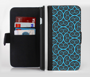 The Blue & Black Spirals Pattern Ink-Fuzed Leather Folding Wallet Credit-Card Case for the Apple iPhone 6/6s, 6/6s Plus, 5/5s and 5c