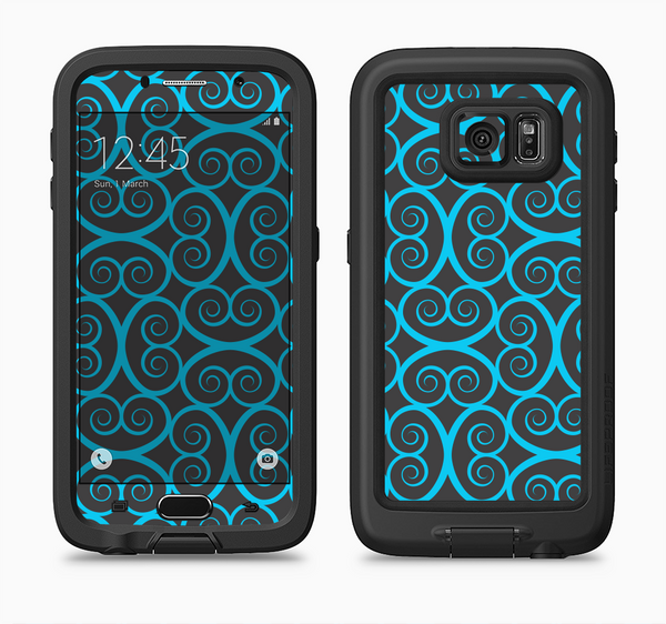 The Blue & Black Spirals Pattern Full Body Samsung Galaxy S6 LifeProof Fre Case Skin Kit