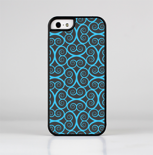 The Blue & Black Spirals Pattern Skin-Sert Case for the Apple iPhone 5/5s