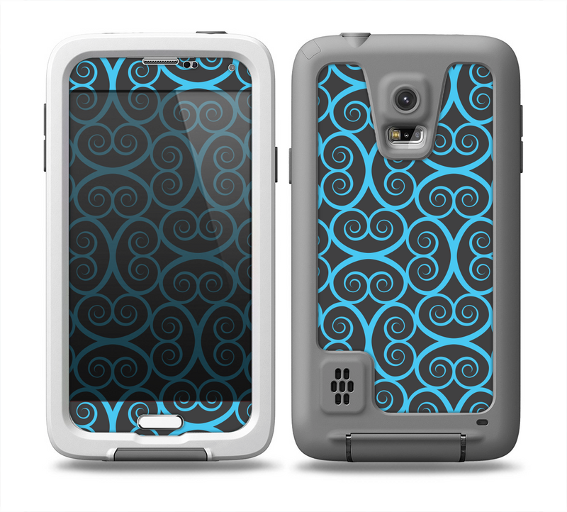 The Blue & Black Spirals Pattern Skin for the Samsung Galaxy S5 frē LifeProof Case