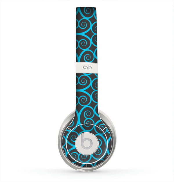 The Blue & Black Spirals Pattern Skin for the Beats by Dre Solo 2 Headphones