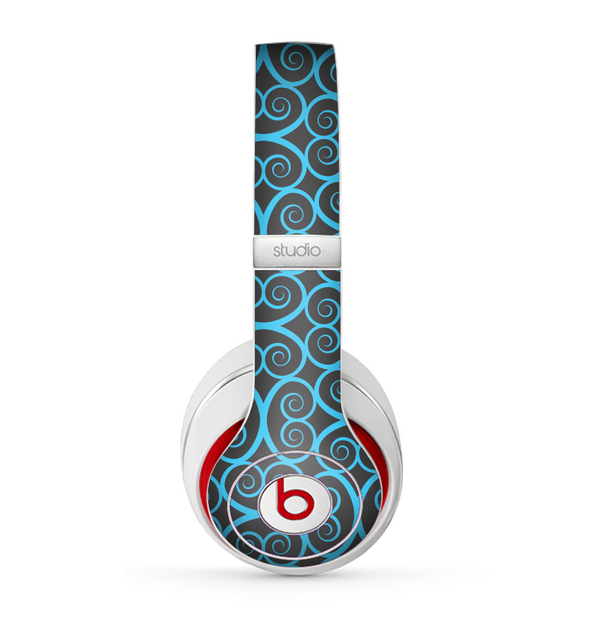 The Blue & Black Spirals Pattern Skin for the Beats by Dre Studio (2013+ Version) Headphones