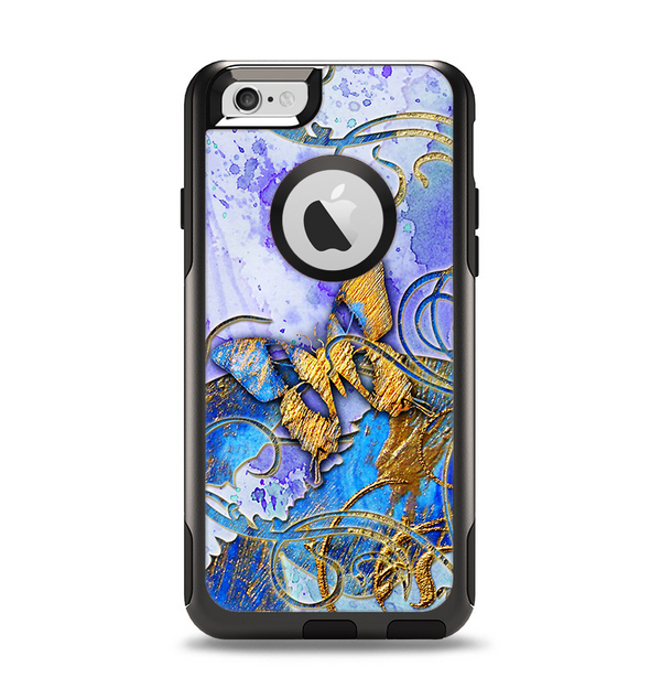 The Blue Bright Watercolor Butter-Floral Apple iPhone 6 Otterbox Commuter Case Skin Set