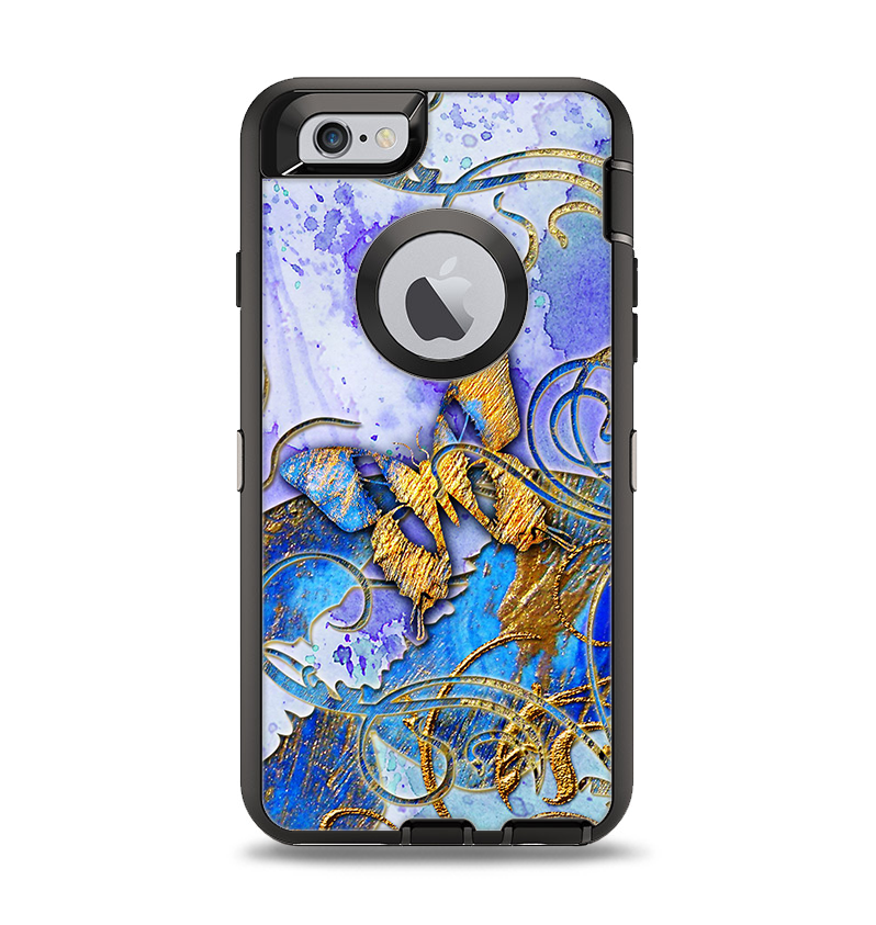The Blue Bright Watercolor Butter-Floral Apple iPhone 6 Otterbox Defen ...