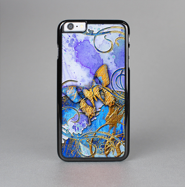 The Blue Bright Watercolor Butter-Floral Skin-Sert Case for the Apple iPhone 6 Plus