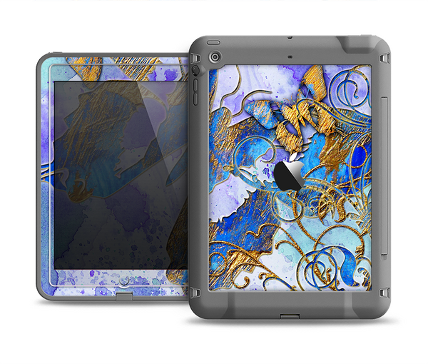 The Blue Bright Watercolor Butter-Floral Apple iPad Mini LifeProof Fre Case Skin Set