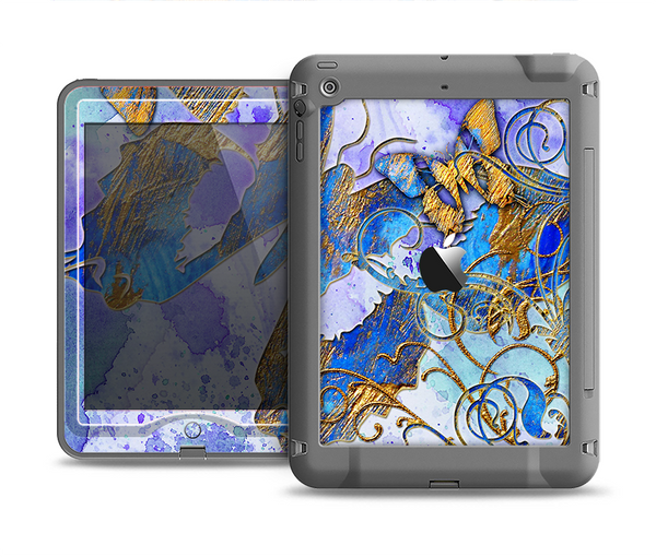 The Blue Bright Watercolor Butter-Floral Apple iPad Mini LifeProof Nuud Case Skin Set