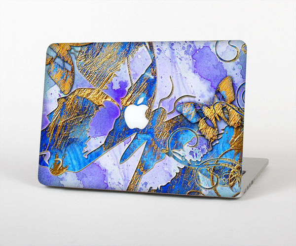 The Blue Bright Watercolor Butter-Floral Skin Set for the Apple MacBook Air 11"