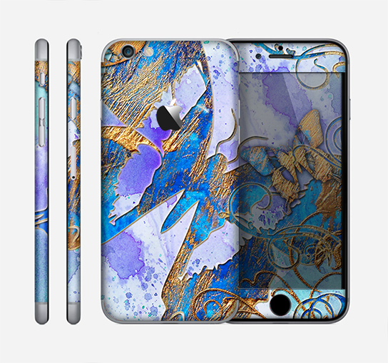 The Blue Bright Watercolor Butter-Floral Skin for the Apple iPhone 6